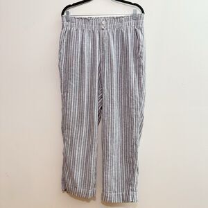 Briggs linen blend Blue striped pants Women’s Large Coastal Boho Preppy Travel